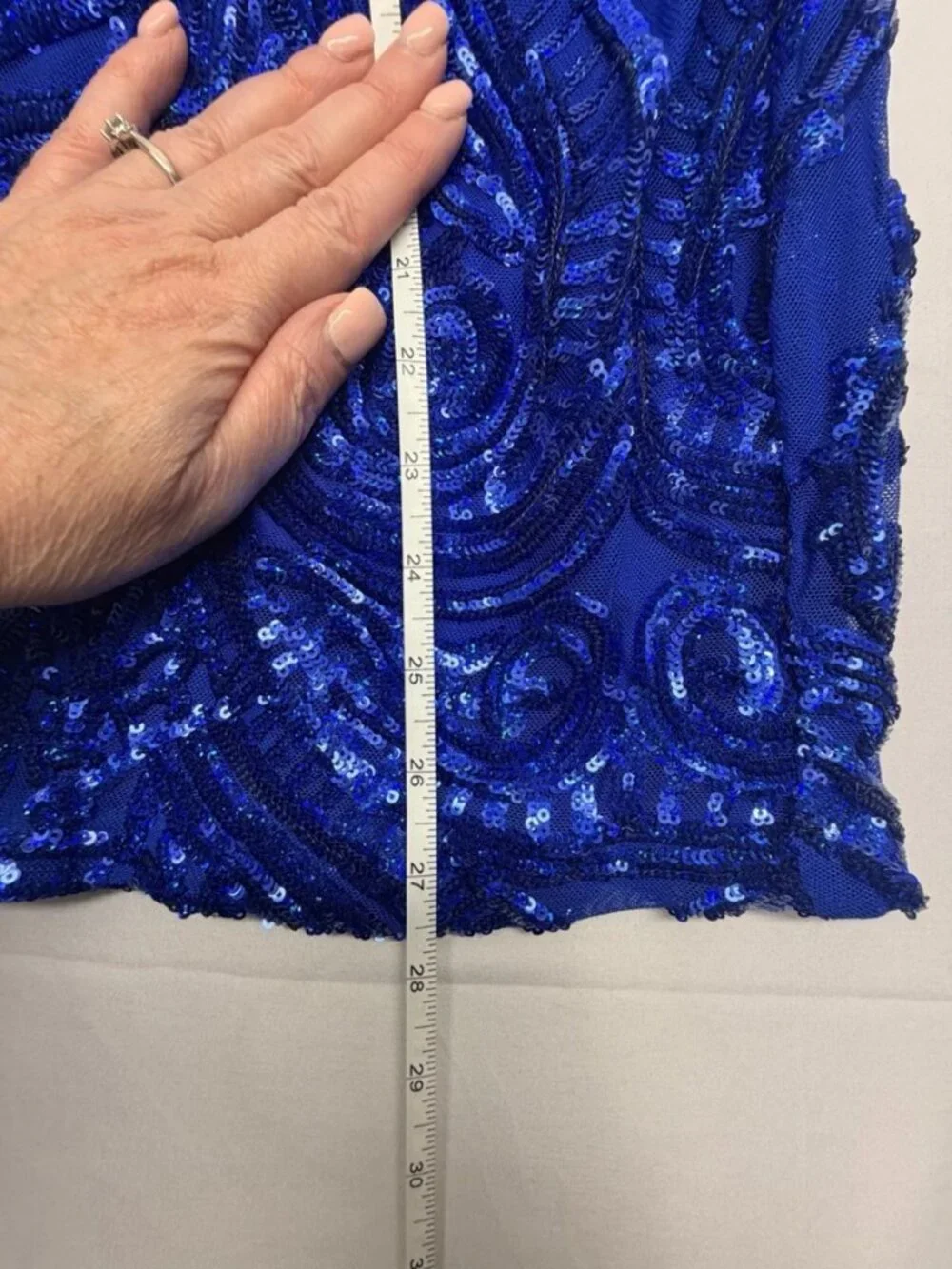 B. Darlin Blue Sequin Lace Up Cocktail Dress